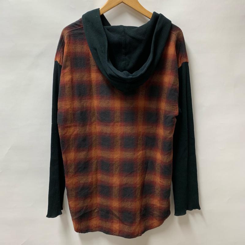 グラム glamb カーディガン 長袖 フード付きシャツカーディガン 1 無地 X チェック 赤 / レッド / X 黒 / ブラック / レディース USED 古着 中古 10015155