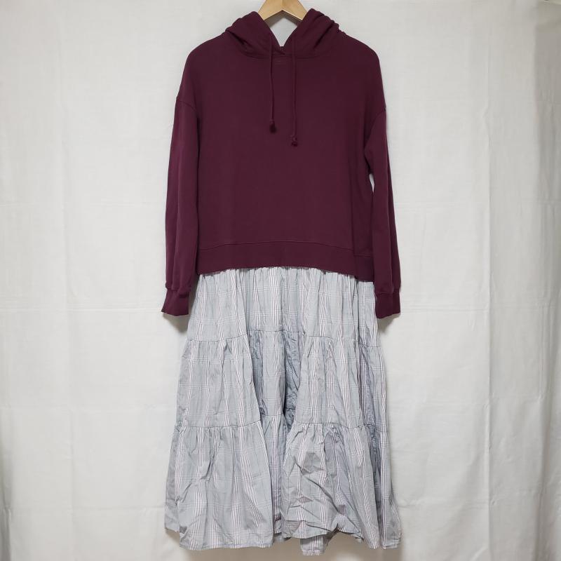 ザウェイオブシックレイビームス The Way of Chic Ray Beams ワンピース・ドレス・オールインワン ワンピース・ドレス・オールインワン パーカーワンピース 無地 X チェック えんじ / ワインレッド / X 緑 / グリーン / X 桃 / ピンク / X 灰 / グレー / X 白 / ホワイト / レディース USED 古着 中古 10015244