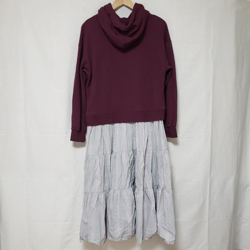 ザウェイオブシックレイビームス The Way of Chic Ray Beams ワンピース・ドレス・オールインワン ワンピース・ドレス・オールインワン パーカーワンピース 無地 X チェック えんじ / ワインレッド / X 緑 / グリーン / X 桃 / ピンク / X 灰 / グレー / X 白 / ホワイト / レディース USED 古着 中古 10015244