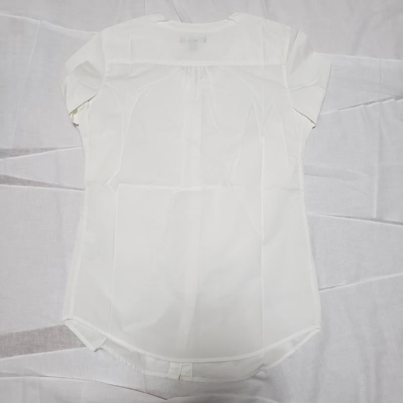 ランズエンド LANDS'END シャツ、ブラウス 長袖 Vネック M 無地 X 白 / ホワイト / レディース USED 古着 中古 10015250