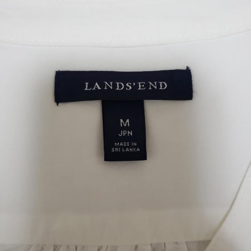 ランズエンド LANDS'END シャツ、ブラウス 長袖 Vネック M 無地 X 白 / ホワイト / レディース USED 古着 中古 10015250