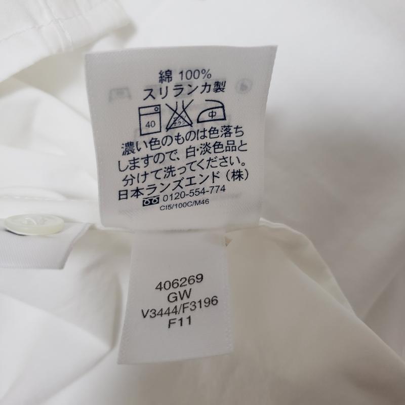 ランズエンド LANDS'END シャツ、ブラウス 長袖 Vネック M 無地 X 白 / ホワイト / レディース USED 古着 中古 10015250