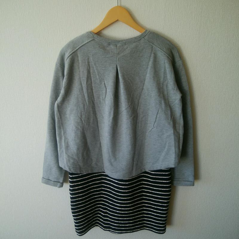 アズールバイマウジー AZUL BY MOUSSY ワンピース ひざ丈スカート L 無地 X ボーダー柄 灰 / グレー / X 紺 / ネイビー / X 白 / ホワイト / レディース USED 古着 中古 10015291