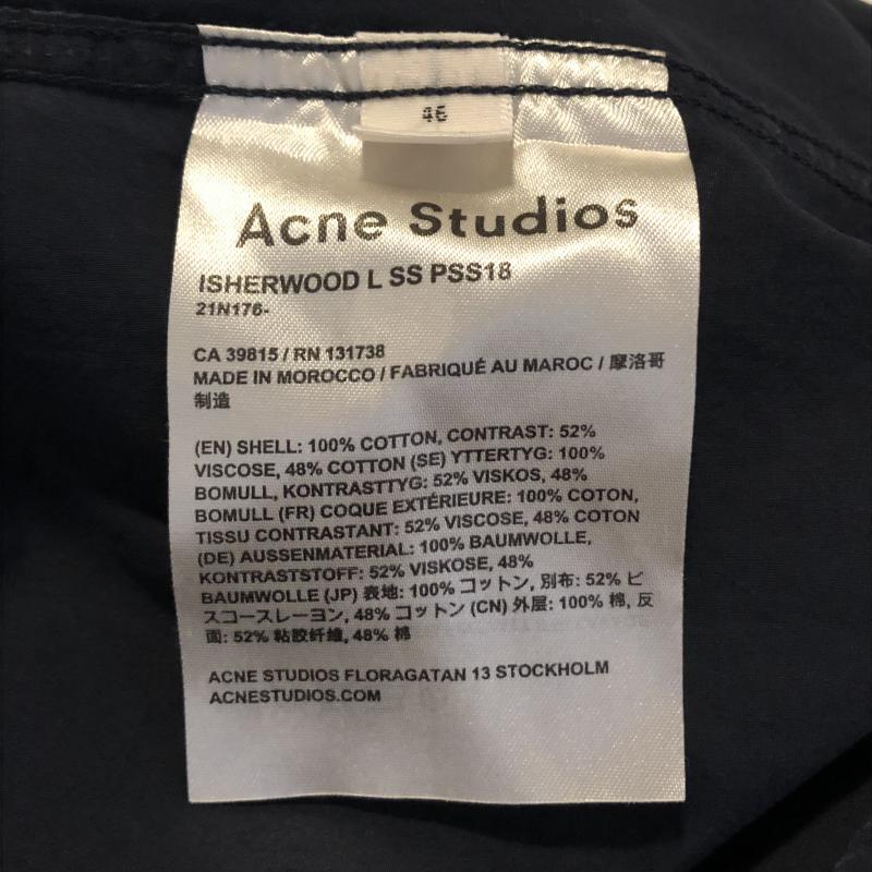 アクネストゥディオズ Acne Studios シャツ、ブラウス 半袖 ボタンダウンシャツ 46 無地 紺 / ネイビー / メンズ USED 古着 中古 10015345