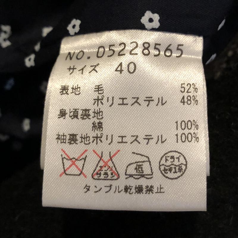 イム i+mu コート コート一般 ウールコート リボン柄 40 総柄 X 黒 / ブラック / X 白 / ホワイト / レディース USED 古着 中古 10015347