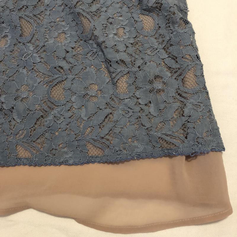 パオラフラーニ PAOLA FRANI カットソー 半袖 シフォン レース ノースリーブカットソー 38 無地 X 花柄 X ベージュ / ベージュ / X 青 / ブルー / レディース USED 古着 中古 10015369