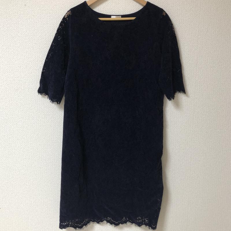 ウィーバー Weaver ワンピース ひざ丈スカート M 刺繍 X 花柄 紺 / ネイビー / レディース USED 古着 中古 10015395