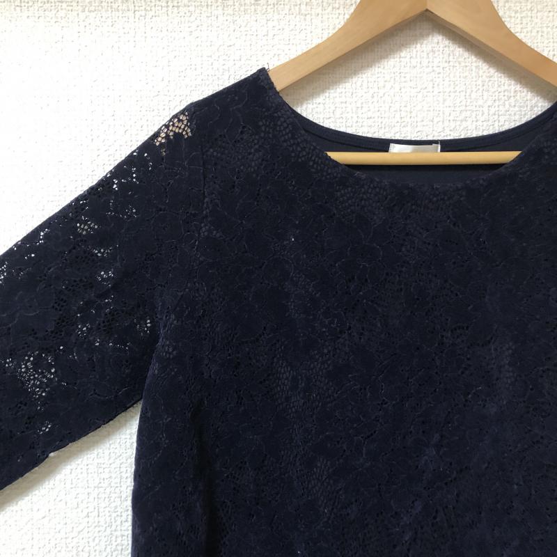 ウィーバー Weaver ワンピース ひざ丈スカート M 刺繍 X 花柄 紺 / ネイビー / レディース USED 古着 中古 10015395