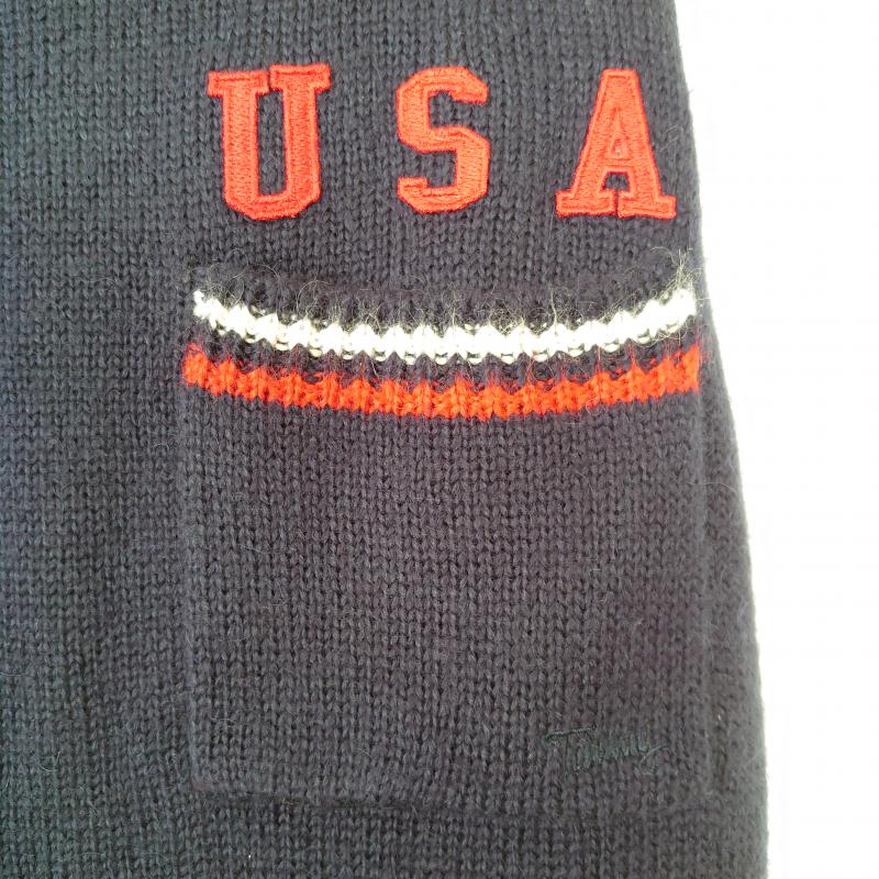 トミー TOMMY スカート ひざ丈スカート ニットスカート M 無地 X ロゴ、文字 紺 / ネイビー / レディース USED 古着 中古 10015400