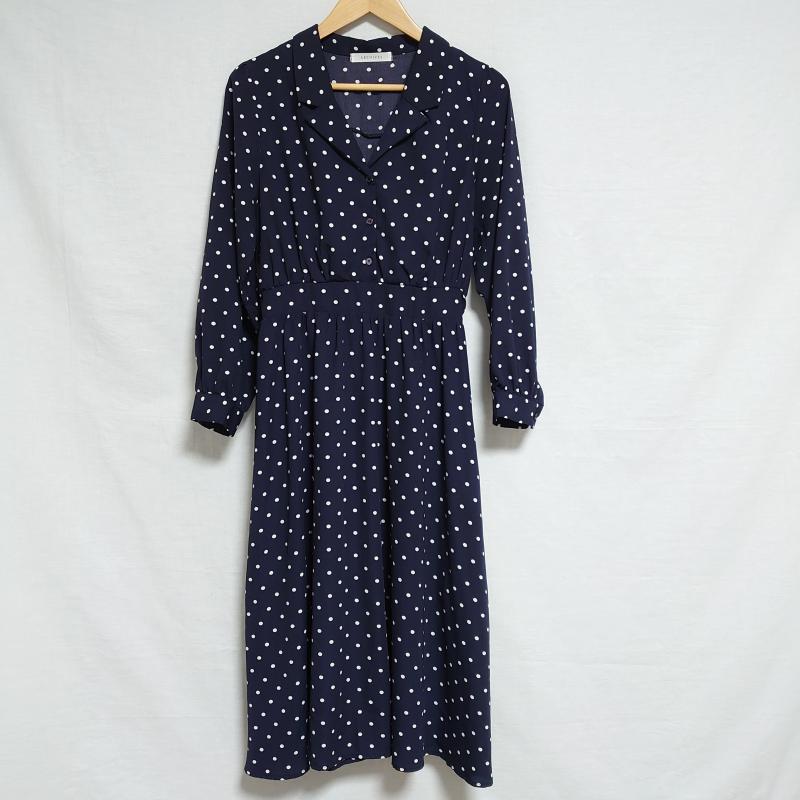 アルシーヴ archives ワンピース ロングスカート ドット 紺 / ネイビー / X 白 / ホワイト / レディース USED 古着 中古 10015414
