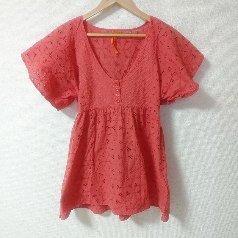 ビーシービージェネレーション BCBGeneration カットソー 半袖 M 花柄 X 刺繍 赤 / レッド / レディース USED 古着 中古 10015431
