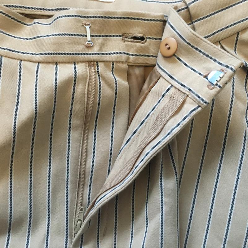 トランテアンソンドゥモード 31 Sons de mode パンツ キュロット 36 ストライプ X 総柄 ベージュ / ベージュ / X 紺 / ネイビー / レディース USED 古着 中古 10015537