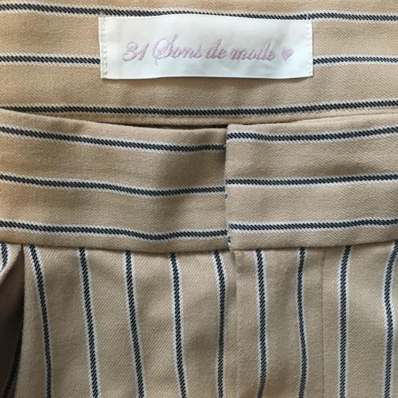 トランテアンソンドゥモード 31 Sons de mode パンツ キュロット 36 ストライプ X 総柄 ベージュ / ベージュ / X 紺 / ネイビー / レディース USED 古着 中古 10015537