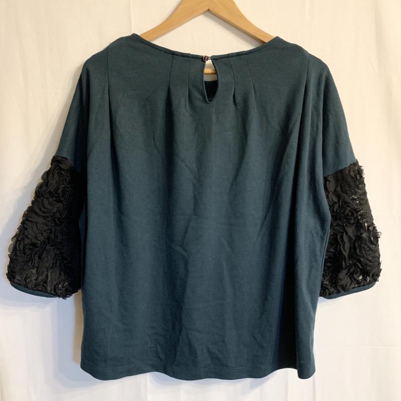 アウィーエフ AuieF カットソー 七分袖 無地 緑 / グリーン / X 黒 / ブラック / レディース USED 古着 中古 10015606