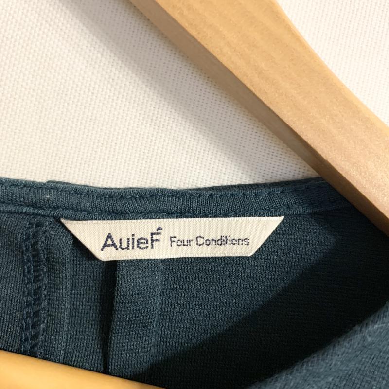 アウィーエフ AuieF カットソー 七分袖 無地 緑 / グリーン / X 黒 / ブラック / レディース USED 古着 中古 10015606