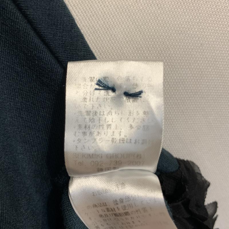 アウィーエフ AuieF カットソー 七分袖 無地 緑 / グリーン / X 黒 / ブラック / レディース USED 古着 中古 10015606