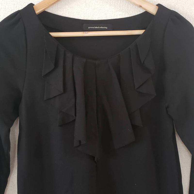 グリーンレーベルリラクシング green label relaxing ワンピース ひざ丈スカート 無地 黒 / ブラック / レディース USED 古着 中古 10015624