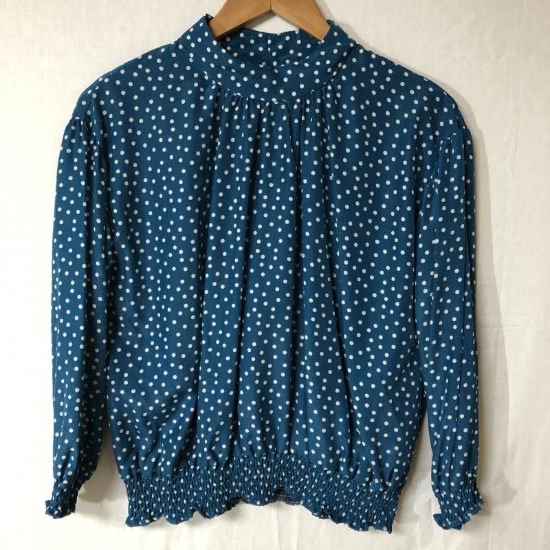 エンネア Ennea カットソー 長袖 38 ドット 白 / ホワイト / X 青 / ブルー / レディース USED 古着 中古 10015693