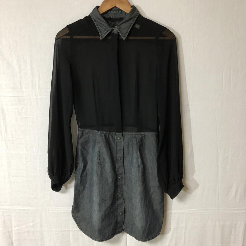 ディーゼル DIESEL ワンピース ひざ丈スカート XS 無地 黒 / ブラック / X 灰 / グレー / レディース USED 古着 中古 10015718