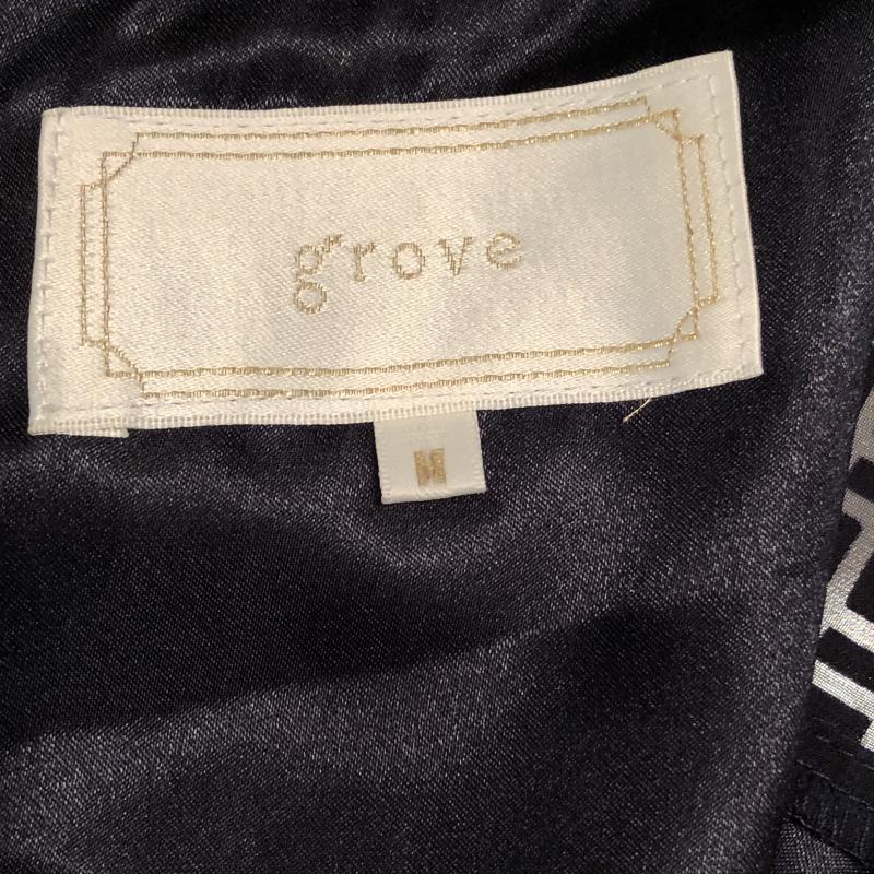 グローブ grove ワンピース ひざ丈スカート M 幾何柄 紺 / ネイビー / レディース USED 古着 中古 10015826