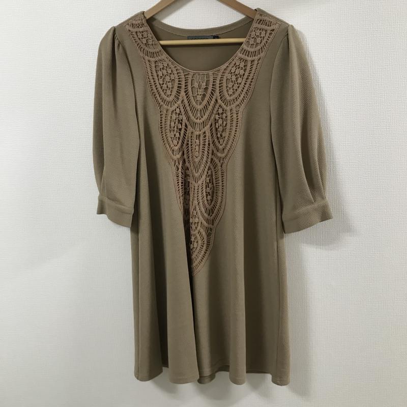 コクーン COCOON ワンピース ひざ丈スカート M 無地 カーキ / カーキ / レディース USED 古着 中古 10015832