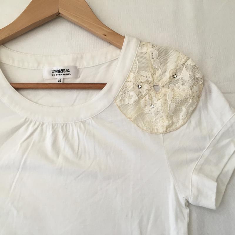 ソニアリキエル SONIA RYKIEL カットソー 半袖 無地 X 花柄 白 / ホワイト / レディース USED 古着 中古 10015843