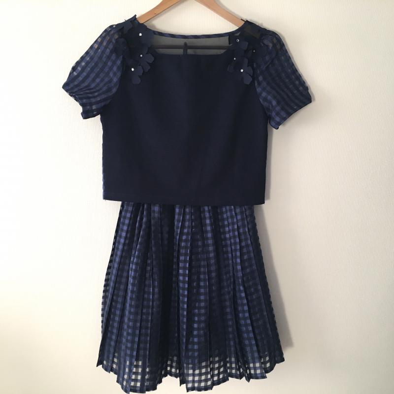 ウィルセレクション WILLSELECTION セットアップ セットアップ M チェック X 花柄 青 / ブルー / X 紺 / ネイビー / レディース USED 古着 中古 10015867