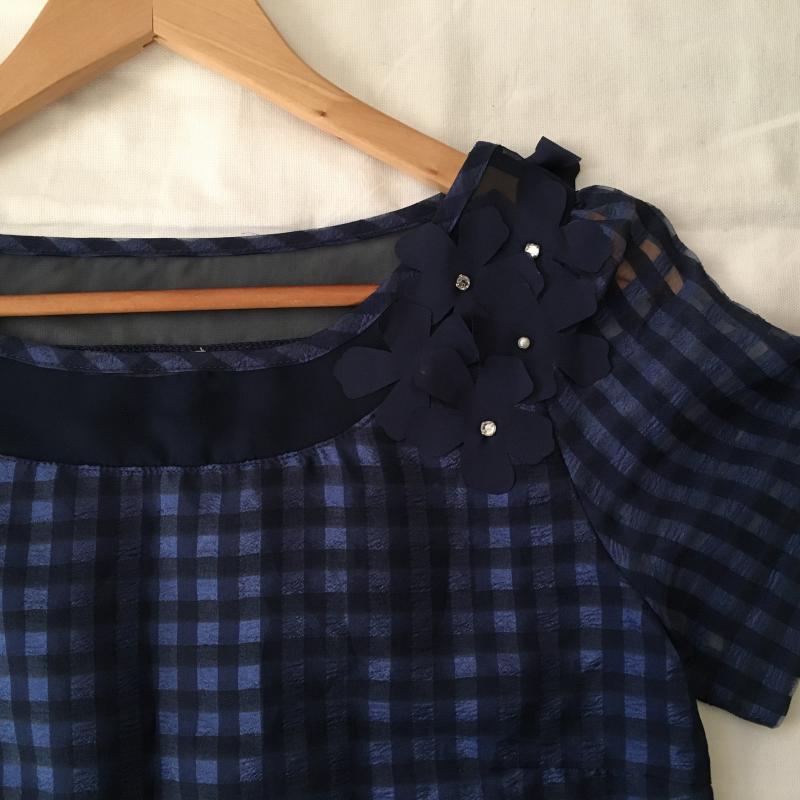 ウィルセレクション WILLSELECTION セットアップ セットアップ M チェック X 花柄 青 / ブルー / X 紺 / ネイビー / レディース USED 古着 中古 10015867