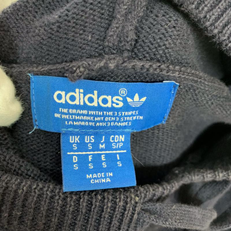 アディダス adidas ニット、セーター 長袖 ニットパーカー M 無地 X ロゴ、文字 紺 / ネイビー / X 白 / ホワイト / メンズ USED 古着 中古 10015871