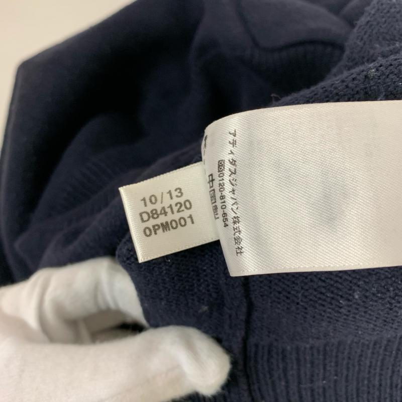 アディダス adidas ニット、セーター 長袖 ニットパーカー M 無地 X ロゴ、文字 紺 / ネイビー / X 白 / ホワイト / メンズ USED 古着 中古 10015871