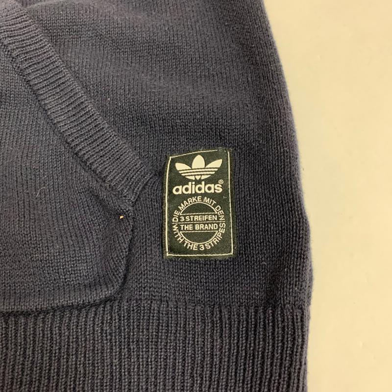 アディダス adidas ニット、セーター 長袖 ニットパーカー M 無地 X ロゴ、文字 紺 / ネイビー / X 白 / ホワイト / メンズ USED 古着 中古 10015871