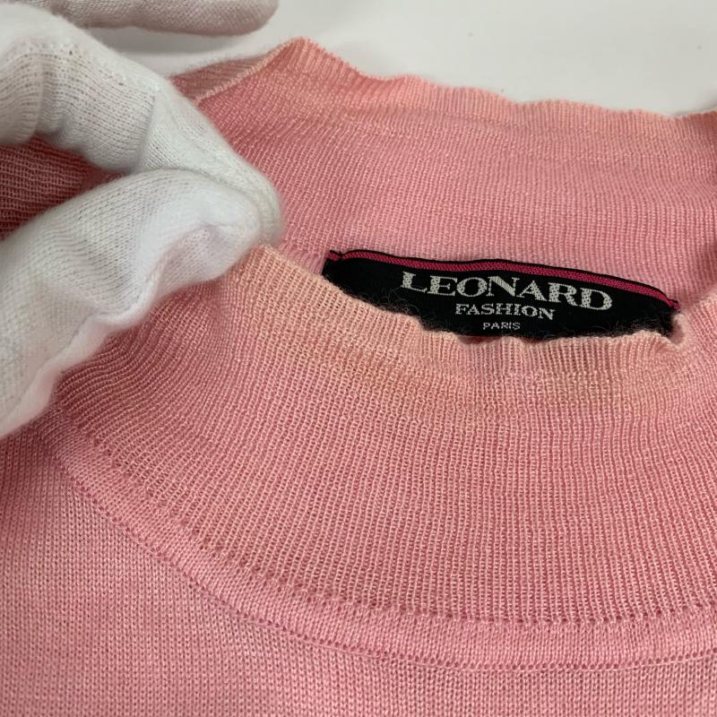 レオナール LEONARD ニット、セーター 半袖 LL 無地 X 桃 / ピンク / レディース USED 古着 中古 10015904
