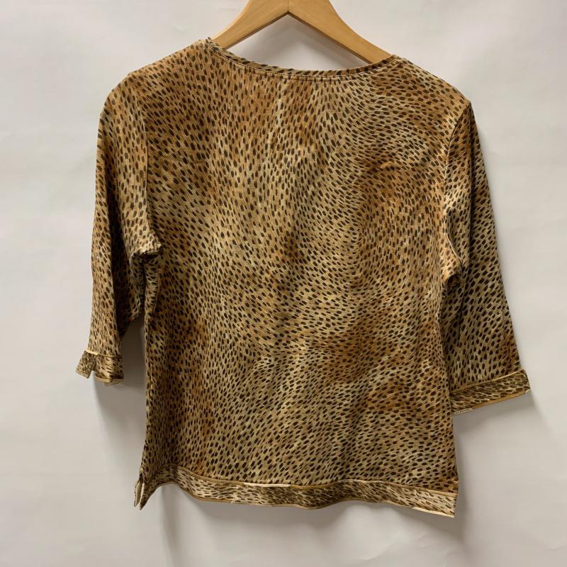 レオナールスポーツ LEONARD SPORT カットソー 七分袖 M ヒョウ柄・レオパード柄 茶 / ブラウン / レディース USED 古着 中古 10015907