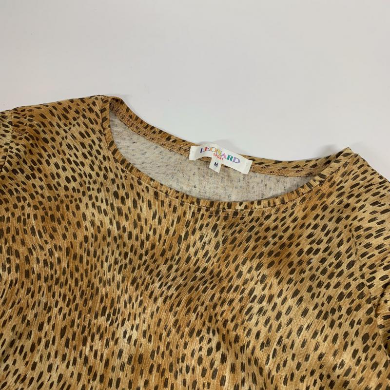 レオナールスポーツ LEONARD SPORT カットソー 七分袖 M ヒョウ柄・レオパード柄 茶 / ブラウン / レディース USED 古着 中古 10015907
