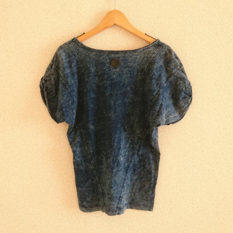 ディーゼル DIESEL カットソー 半袖 XS グラデーション X ダメージ加工 青 / ブルー / レディース USED 古着 中古 10016032