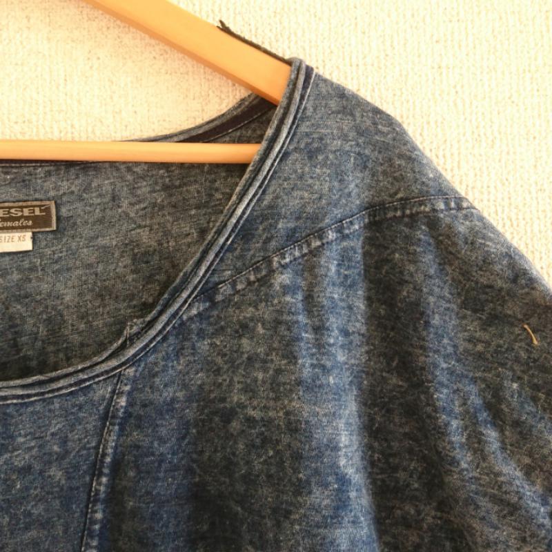 ディーゼル DIESEL カットソー 半袖 XS グラデーション X ダメージ加工 青 / ブルー / レディース USED 古着 中古 10016032