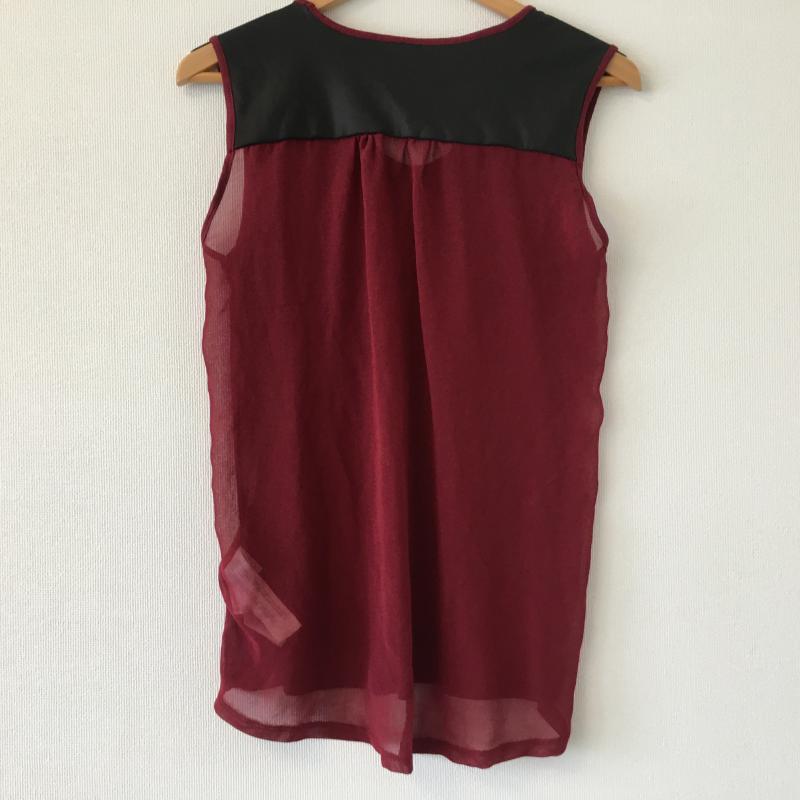 ザラ ZARA TRAFALUC カットソー 半袖 ノースリーブ S 無地 えんじ / ワインレッド / X 黒 / ブラック / レディース USED 古着 中古 10016332