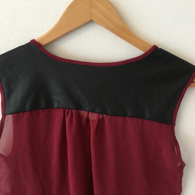 ザラ ZARA TRAFALUC カットソー 半袖 ノースリーブ S 無地 えんじ / ワインレッド / X 黒 / ブラック / レディース USED 古着 中古 10016332
