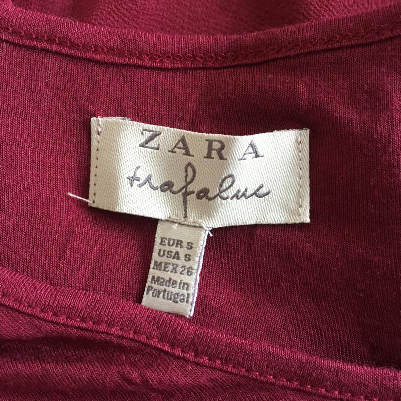 ザラ ZARA TRAFALUC カットソー 半袖 ノースリーブ S 無地 えんじ / ワインレッド / X 黒 / ブラック / レディース USED 古着 中古 10016332