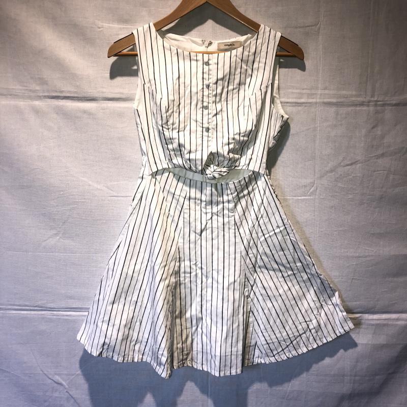ティティーアンドコー titty&Co. ワンピース ミニスカート S ストライプ 白 / ホワイト / X 黒 / ブラック / レディース USED 古着 中古 10016421