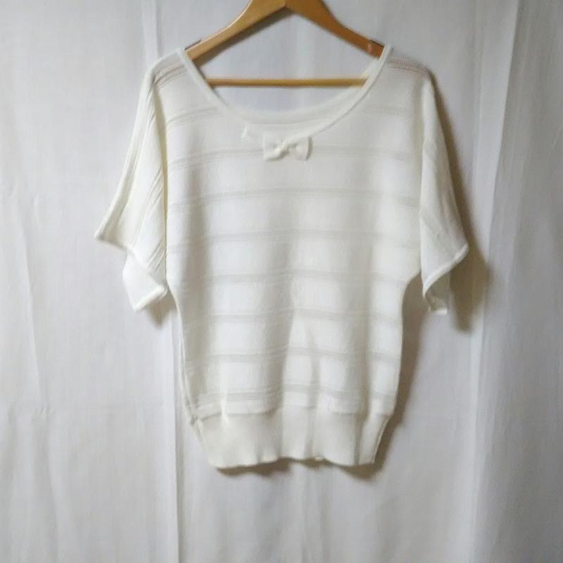 プライベートレーベル PRIVATE LABEL カットソー 半袖 ニット M 無地 白 / ホワイト / レディース USED 古着 中古 10016553