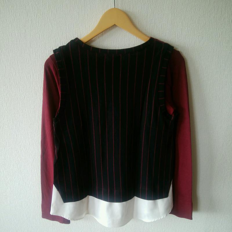アクシーズファム axes femme カットソー 長袖 M 無地 X プリント X ストライプ えんじ / ワインレッド / X 黒 / ブラック / レディース USED 古着 中古 10016720