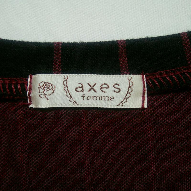アクシーズファム axes femme カットソー 長袖 M 無地 X プリント X ストライプ えんじ / ワインレッド / X 黒 / ブラック / レディース USED 古着 中古 10016720
