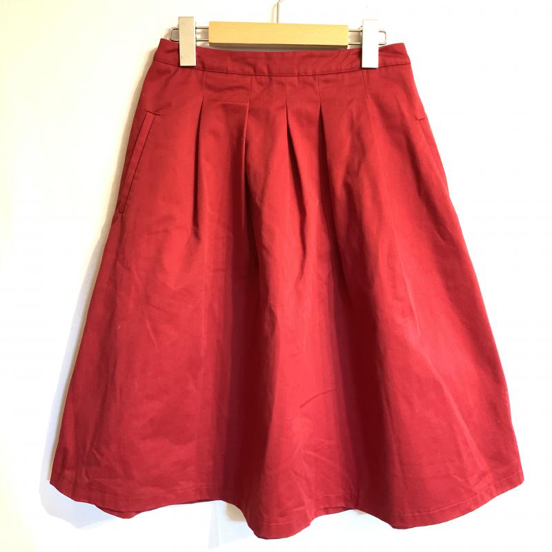 ジーナシス JEANASIS スカート ひざ丈スカート タックスカート M 無地 赤 / レッド / レディース USED 古着 中古 10016762