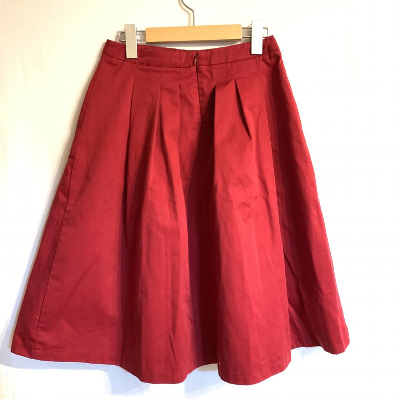 ジーナシス JEANASIS スカート ひざ丈スカート タックスカート M 無地 赤 / レッド / レディース USED 古着 中古 10016762