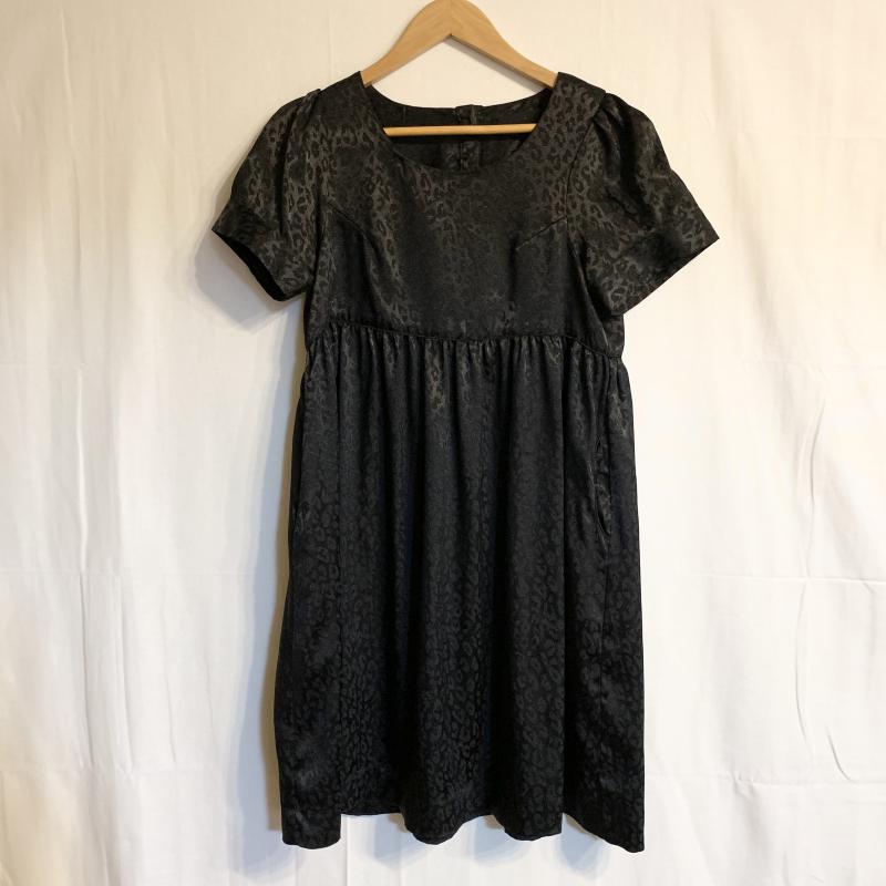 ジーナシス JEANASIS ワンピース ミニスカート FREE ヒョウ柄・レオパード柄 黒 / ブラック / レディース USED 古着 中古 10016779
