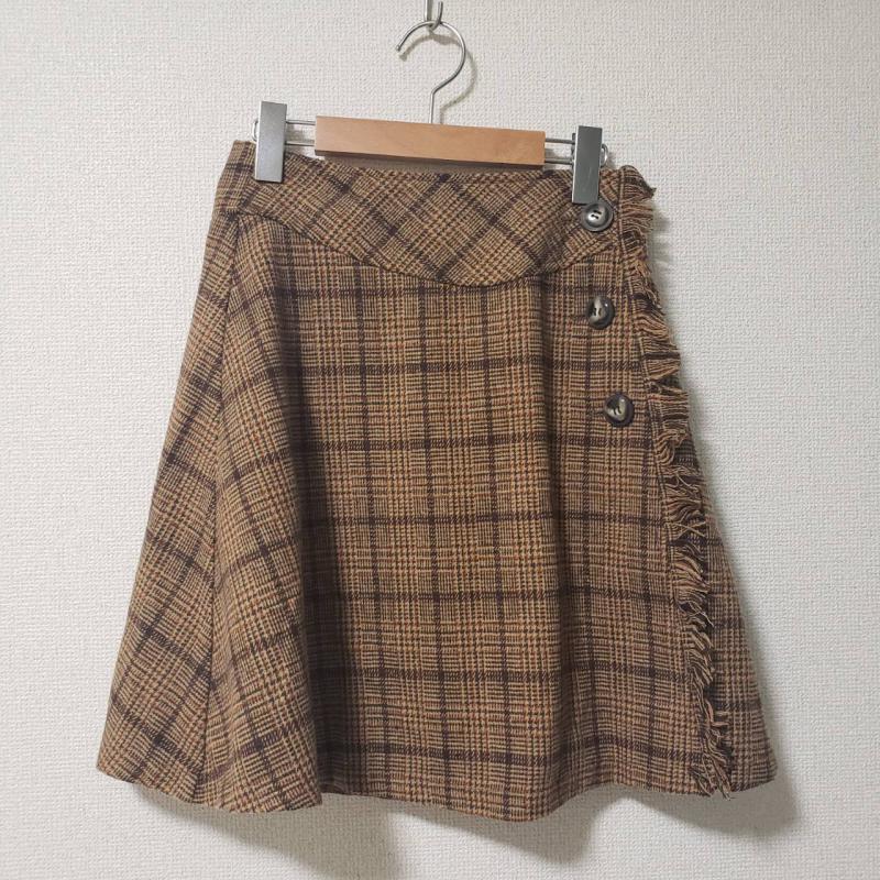 オリーブデオリーブ OLIVE des OLIVE スカート ひざ丈スカート M チェック 茶 / ブラウン / X ベージュ / ベージュ / レディース USED 古着 中古 10016822