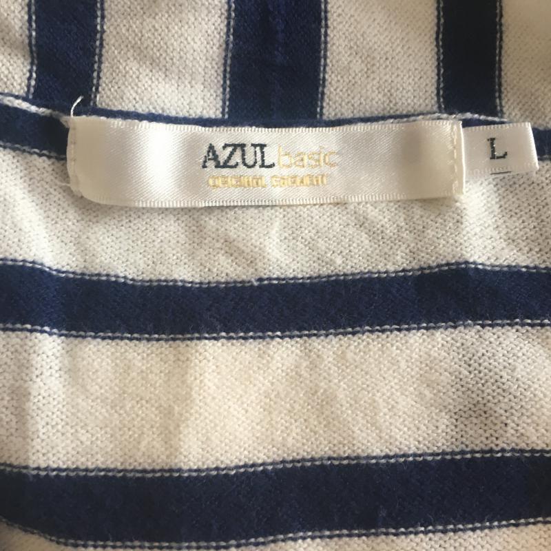 アズールバイマウジー AZUL BY MOUSSY カットソー 長袖 L ボーダー柄 X 総柄 白 / ホワイト / X 青 / ブルー / レディース USED 古着 中古 10016861