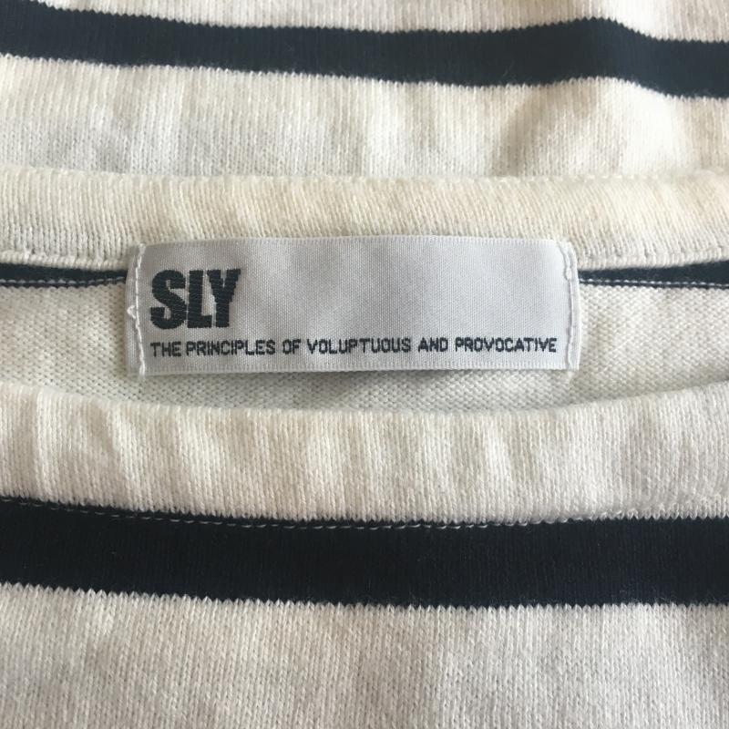 スライ SLY カットソー 長袖 FREE ボーダー柄 X 総柄 白 / ホワイト / X 黒 / ブラック / レディース USED 古着 中古 10016862