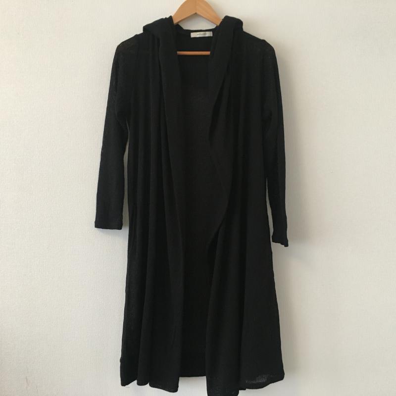 マウジー MOUSSY コート コート一般 フード付きニットガウン FREE 無地 黒 / ブラック / レディース USED 古着 中古 10016872